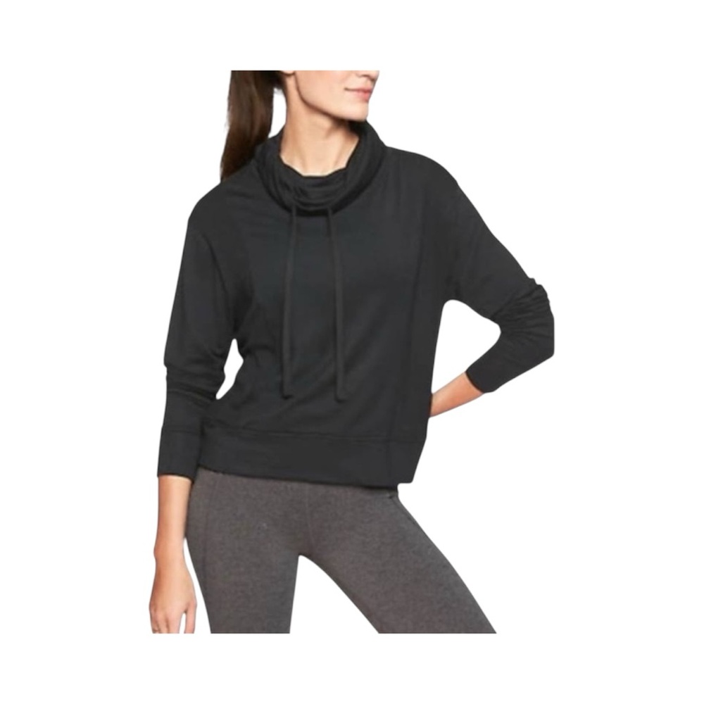 Athleta Black Cowl Neck Sweatshirt w drawstrings Size XS